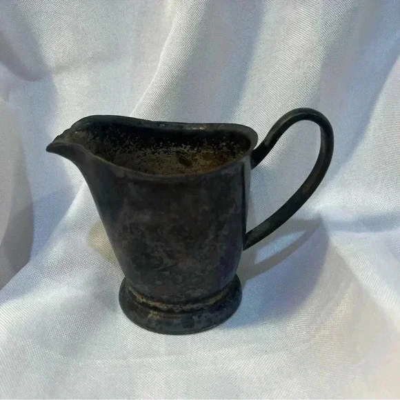 Vintage Victor S. Co. 6oz Smoldered Distressed Silver Creamer Pitcher - Picture 4 of 5